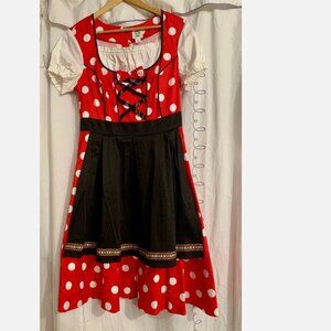 Disney Parks The Dress Shop Minnie Mouse Dirndl Germany Dress Large Red NWT